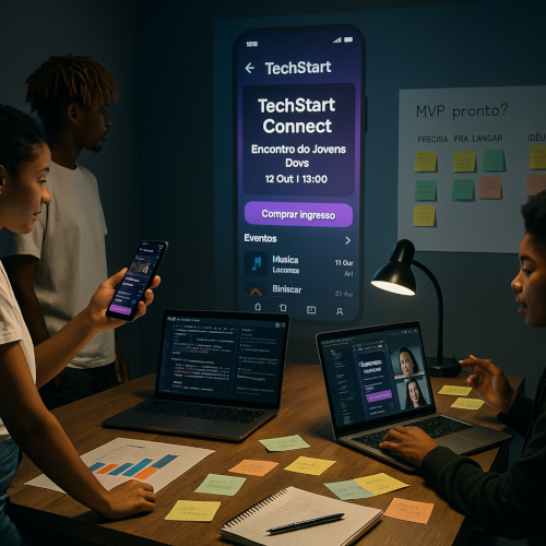 Noite de teste do aplicativo.